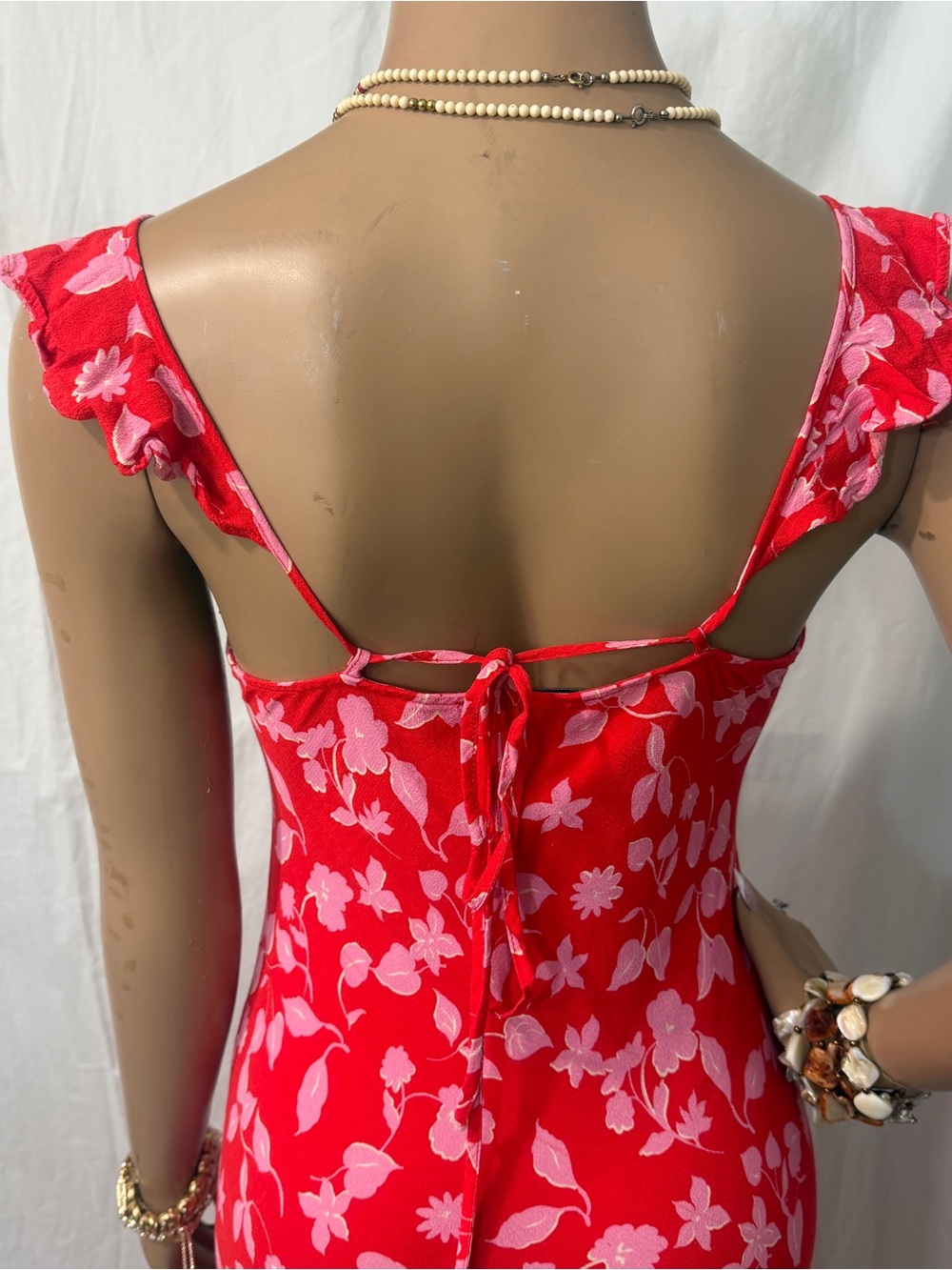 MNG (Mango) Red & Pink Floral Sundress☑️ - Picture 6 of 9